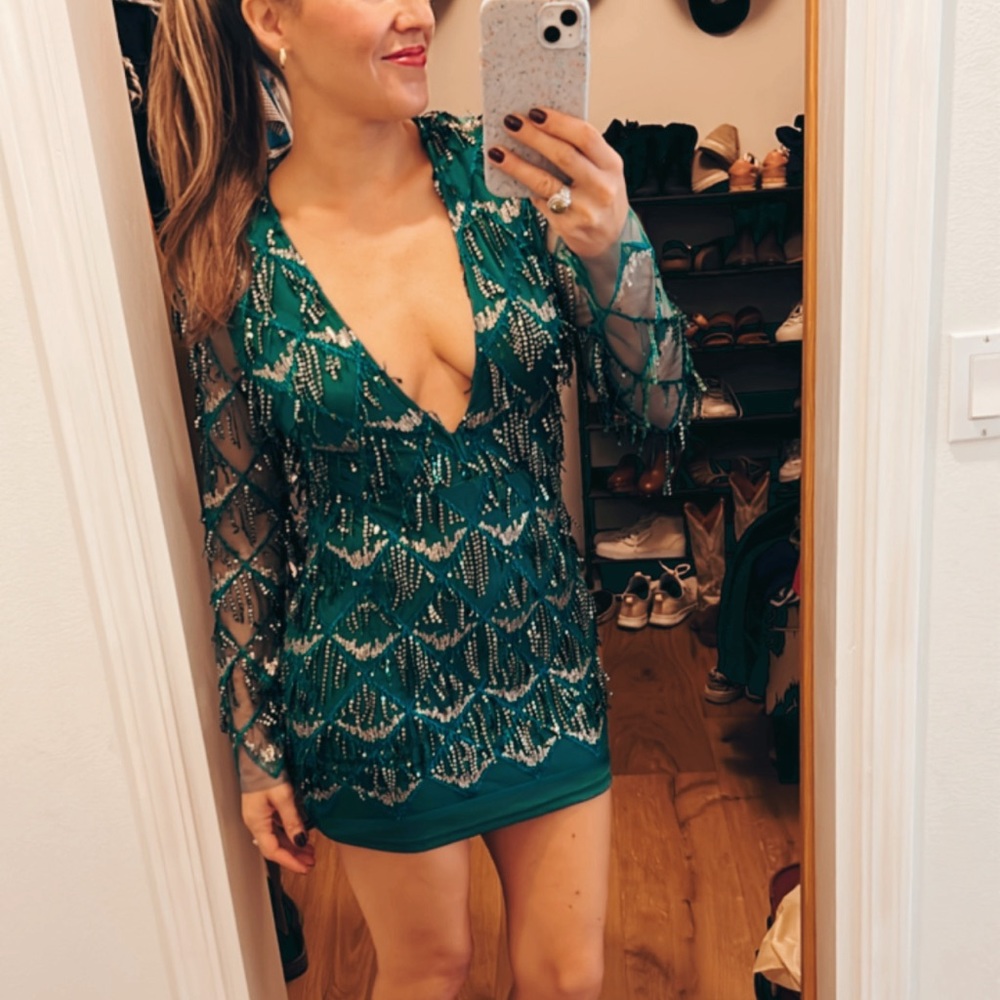 Revolve Superdown Nia Sequin Fringe Mini Dress